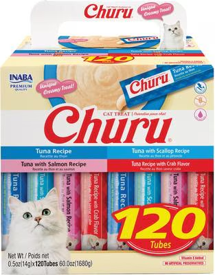Inaba Churu Grain-Free Tuna Variety Lickable Cat Treat 240 Count