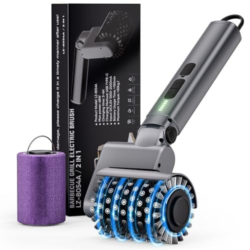 Electric Grill Brush with 3 Heads, 3-Speed  Angle Adjust Cordless Rotary