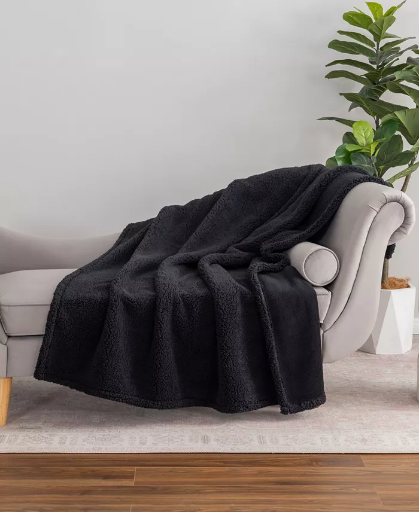 60 x 70 Jill Martin Reversible Oversized Throw Blanket (Navy Blue)