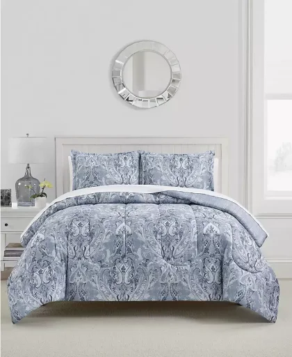 3-Piece King Size Leah Damask Comforter Set