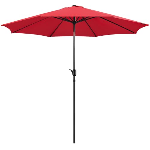 Yaheetech 10FT Patio Umbrella w/Push Button Tilt  Crank, Red