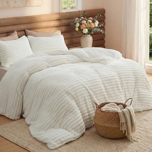 Bedsure Fluffy Comforter Set Queen