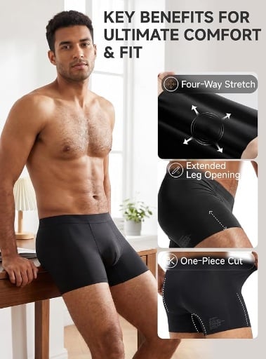 Second Skin Silky Soft Anti-Chafe Mens 100S TENCEL™ Modal Boxer Briefs - 3 Pack