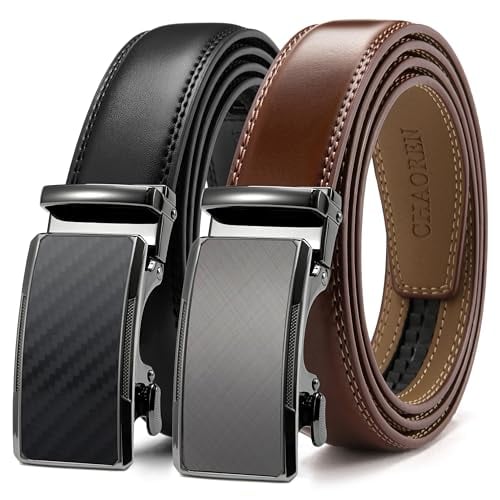 Twin Pack Leather Ratchet Belts - Black / Brown