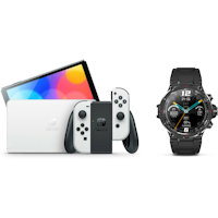 Nintendo Switch™ Console – OLED Model w/ White Joy-Con™ + Veho Kuzo F1-S GPS Sports Smartwatch