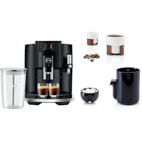 Jura E8 Automatic Coffee Machine with Glass Milk Container + Tonfisk Espresso Bundle