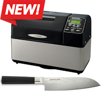 Zojirushi Home Bakery Supreme Breadmaker + Kamikoto 7-inch Damascus Santoku Knife