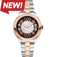 Fendi IShine Rose Gold/Stainless Steel Women's Watch with  White Topaz , Pink Topaz, Red Topaz and Black Spinel