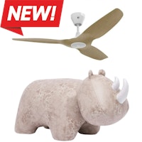 Big Ass Fans Haiku L Indoor 52-Inch Ceiling Fan - Caramel/White + Joshua Steinberg - Classic Safaro Ottoman Series - Rhinocerotidae