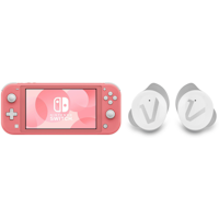 Nintendo Switch Lite Console - Coral + Veho RHOX True Wireless Earphones - Fusion White