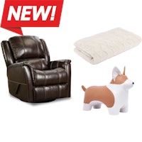 HomeStretch Swivel Glider Leather Recliner - Walnut + Toasty & Cozy Bundle