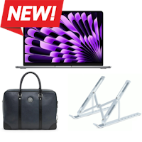 MacBook Air 13-inch Laptop M3 chip, 8GB Memory, 256GB SSD - Space Gray + Dulccio Uplift Ergonomic Portable Aluminium Laptop Stand + Bolvaint - Cabot Briefcase