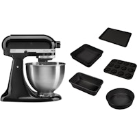 KitchenAid Classic 4.5-Qt Stand Mixer - Onyx Black + Phantom Chef 5-piece Bakeware Bundle - Black