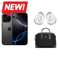 Apple - iPhone 16 Pro 256GB with Apple Intelligence - Black Titanium + Bolvaint - Ivens Travel Bag in Nylon and Leather + Veho RHOX True Wireless Earphones - Fusion White