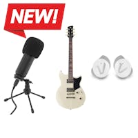 Yamaha RSE20-VW Revstar Element Electric Guitar in Vintage White + Schultz TruTone Compact Tripod Microphone + Veho RHOX True Wireless Earphones - Fusion White