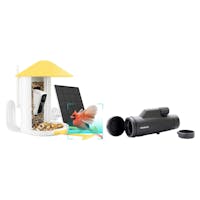 Netvue - Birdfy Smart Bird Feeder with Camera & Solar Panel (Yellow) + Wilson & Miller TacticalEye Monocular