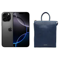 Apple - iPhone 16 Pro Max 512GB with Apple Intelligence - Black Titanium + Bolvaint The Camille Bleu Shoulder Bag - Top Grain Leather