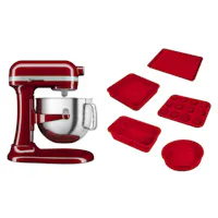 KitchenAid 7 Qt. Bowl-Lift Stand Mixer - Empire Red + Phantom Chef 5-piece Bakeware Bundle - Red