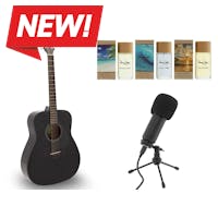 Yamaha FG800J Solid Top Dreadnought Acoustic Guitar, Black + Panama Jack 3-piece Fragrance Set + Schultz TruTone Compact Tripod Microphone