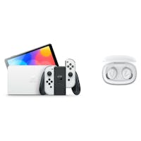 Nintendo Switch™  Console – OLED Model w/ White Joy-Con™ + Veho RHOX True Wireless Earphones - Fusion White