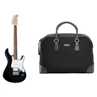 Yamaha PAC112V Pacifica Electric Guitar Black + Bolvaint - Ivens Travel Bag in Nylon and Leather