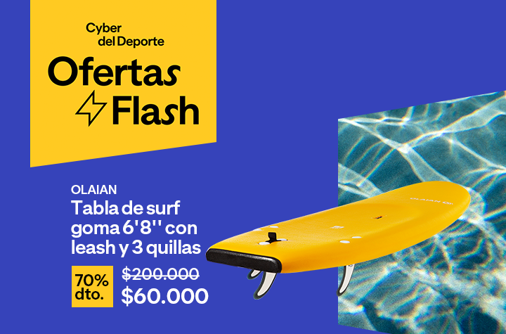 Tabla de surf goma 100 6'8" incluye leash y 3 quillas con 70% de descuento