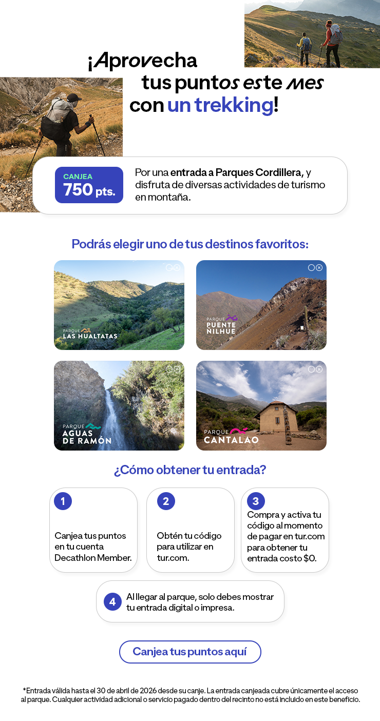 ¡Aprovecha tus puntos este mes con un trekking!