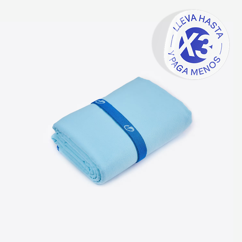 Toalla microfibra celeste talla L 80 x 130cm