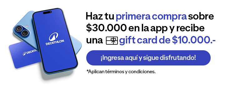 Haz tu primera compra sobre $30.000 en la app  y recibe una gift card de $10.000.- 