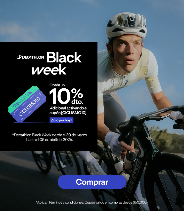 Comenzó Decathlon Black Week,  Obtén un 10% de dto adicional activando el cupón [CICLISMO10]