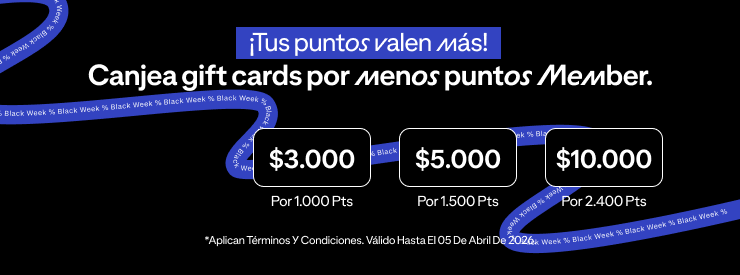 ¡Tus puntos valen más! Canjea gift cards por menos puntos Member.