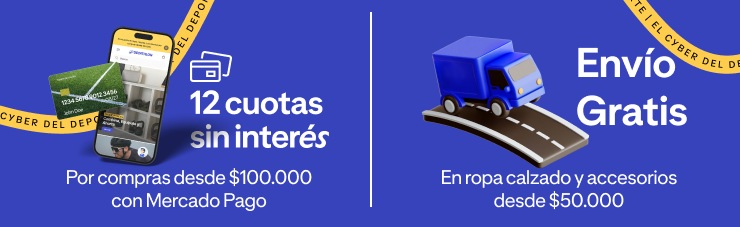 12 cuotas sin interés por compras desde $100.000 con Mercado Pago | Envío gratis en todos los productos por compras desde $50.000.