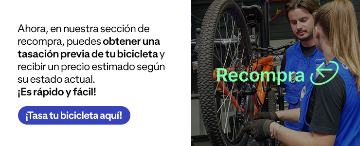 Ahora, en nuestra sección de recompra, puedes obtener una tasación previa de tu bicicleta y recibir un precio estimado según su estado actual. ¡Es rápido y fácil!