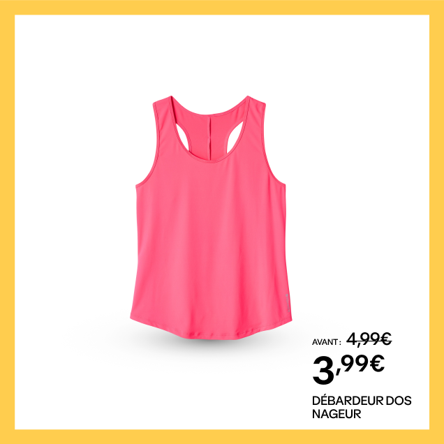Débardeur dos nageur fitness cardio femme, rose fluo