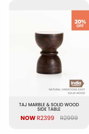 TAJ MARBLE & SOLID WOOD SIDE TABLE