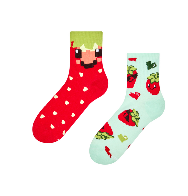 Veselé lýtkové ponožky Pixelové jahody