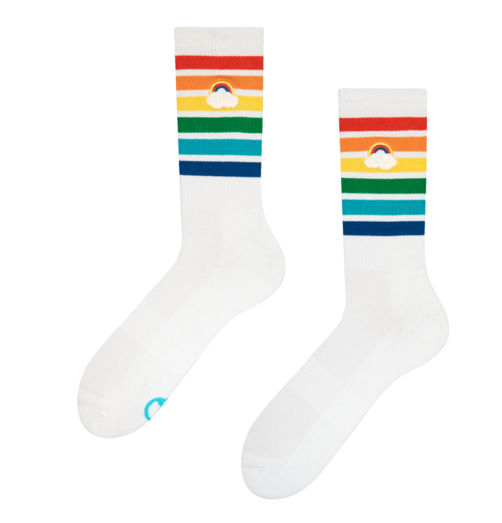 Veselé sportovní ponožky Duha s obláčkem
