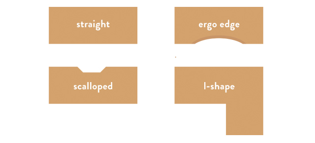 Choose your style, from straight, ergo, scalloped and L-shape desks.