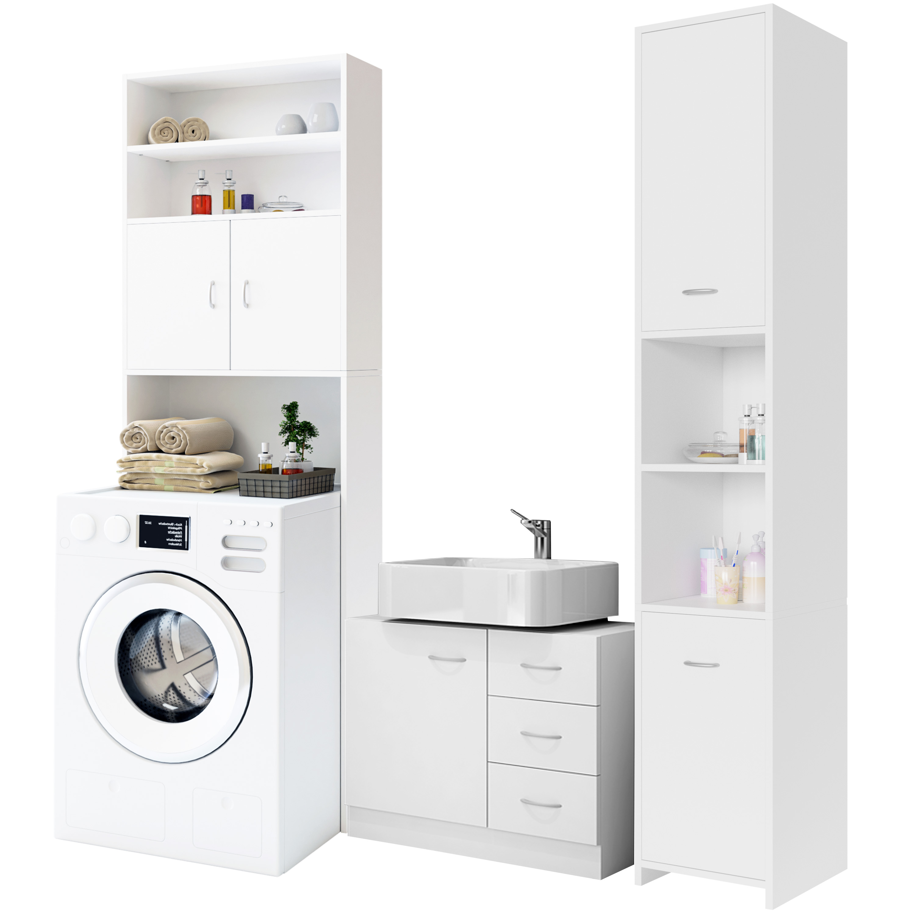 Image of Badmöbel-Set Neapel 3-tlg Weiß