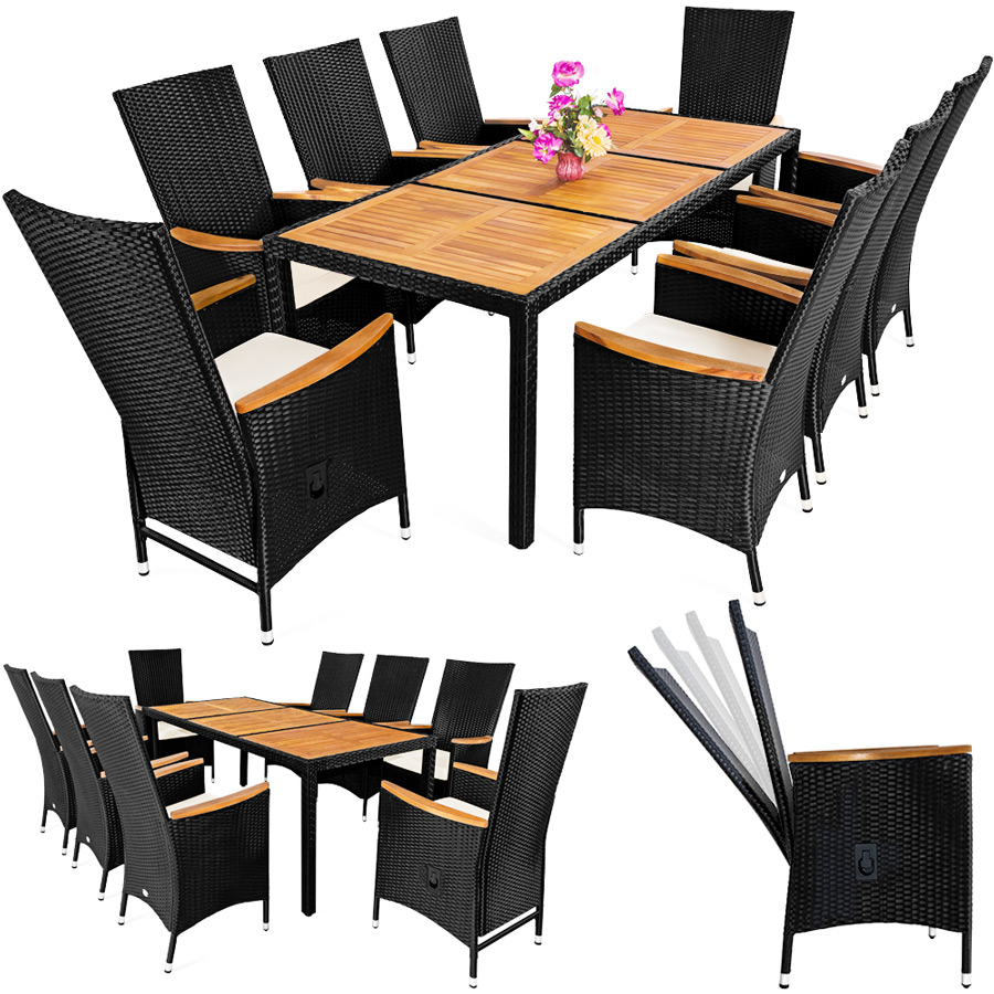 Image of Polyrattan Garten-Sitzgruppe 9-tlg Schwarz