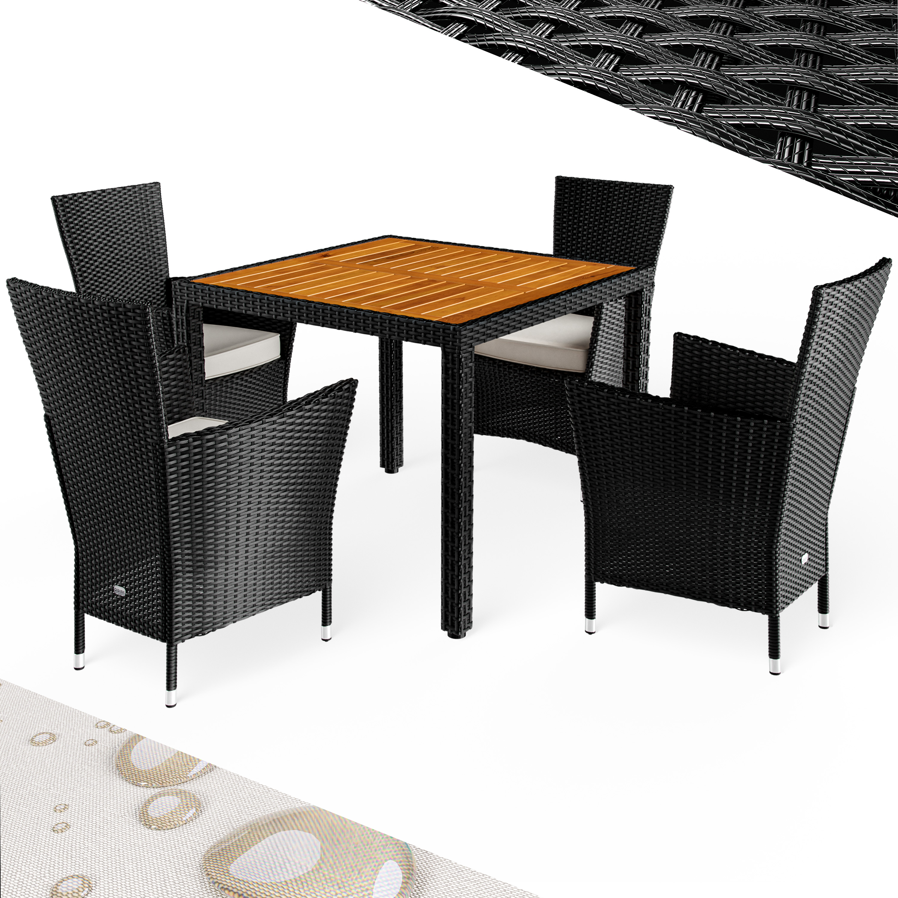 Image of Polyrattan Garten-Sitzgruppe Korfu 5-tlg Schwarz
