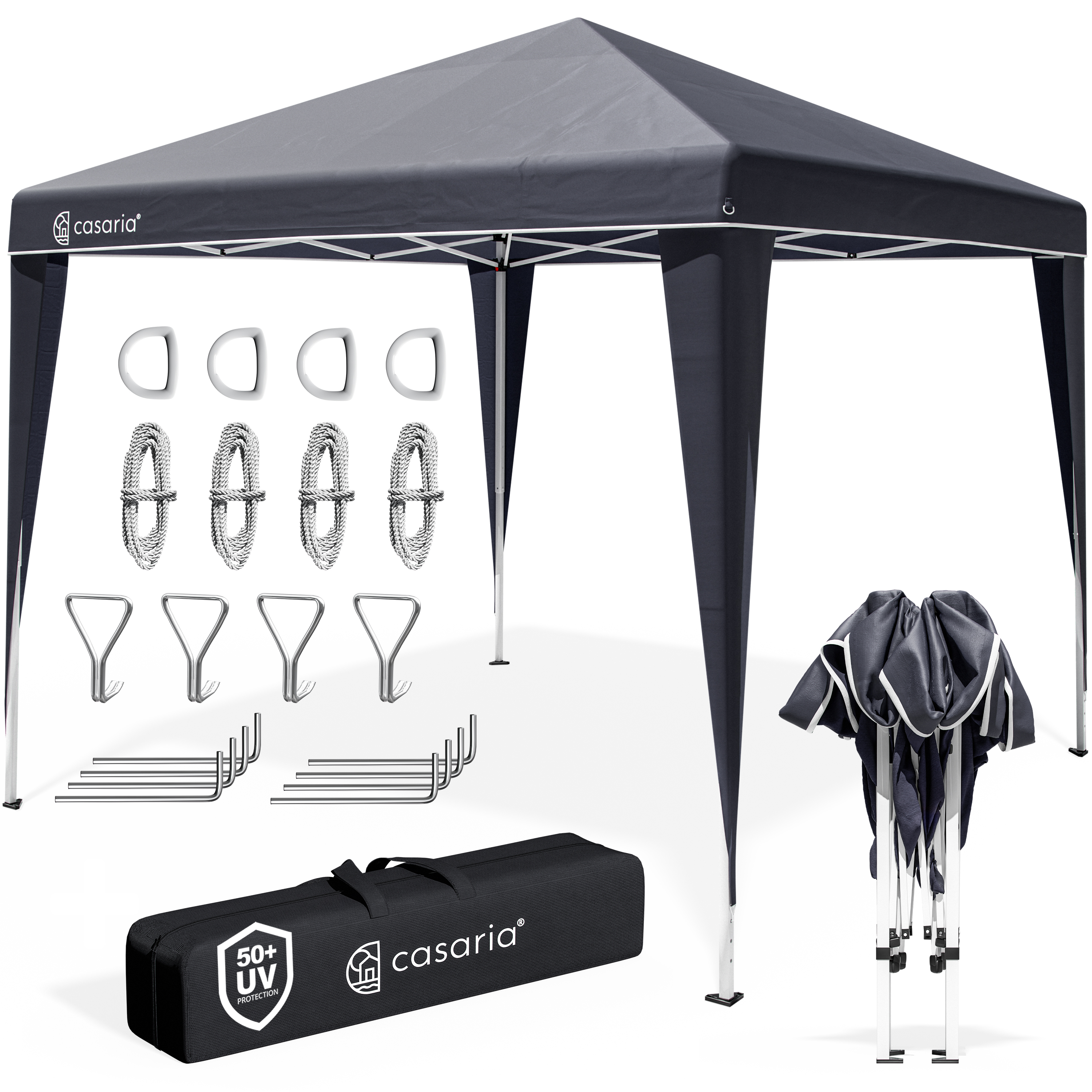 Image of Faltpavillon 3x3m Pop-Up Anthrazit Schnellaufbau UV-Schutz 50+ wasserdicht stabil