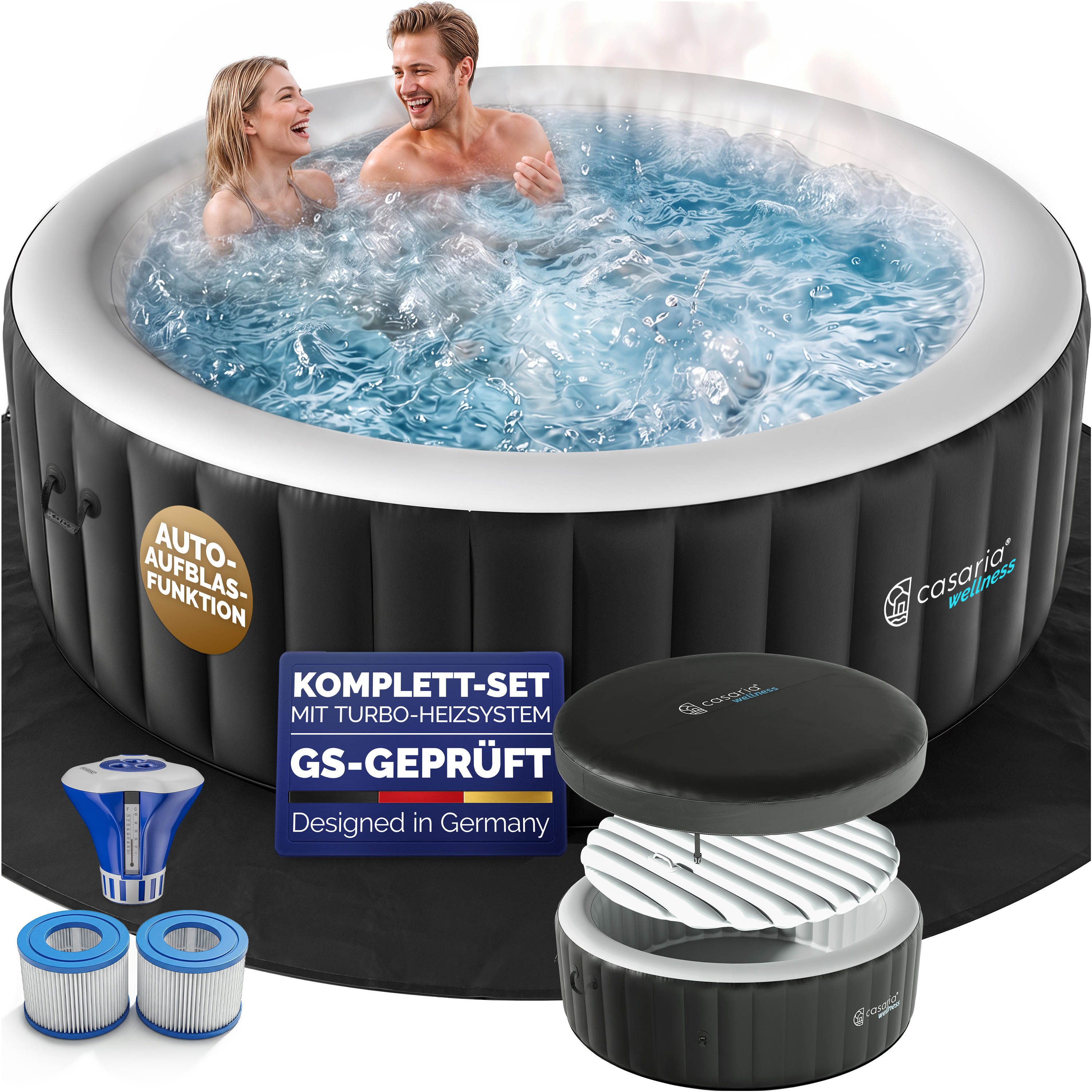 Image of Whirlpool aufblasbar Schwarz rund bis 6 Personen bis 42°C