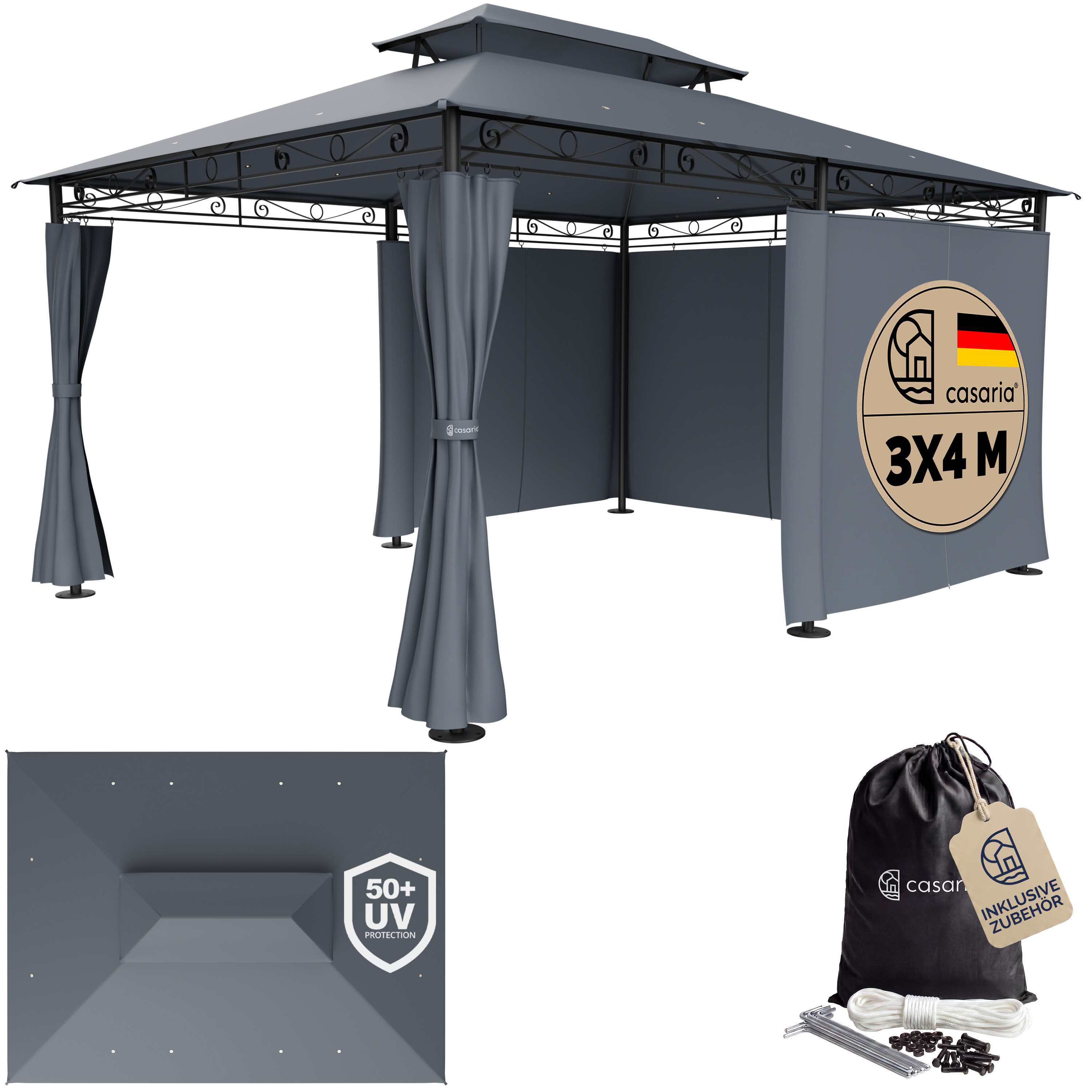 Image of Pavillon Topas Anthrazit 3x4m UV-Schutz 50+