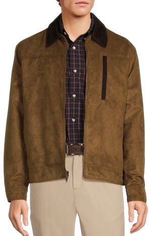 ROUNDTREE & YORKE® Faux Microsuede & Corduroy Collar Jacket Also available in walnut!