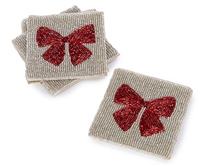 SOUTHERN LIVING • EXCLUSIVELY AT DILLARD'S • Holiday Red Bow Bead Coasters, Set of 4, Online & select stores • SHOP NOW