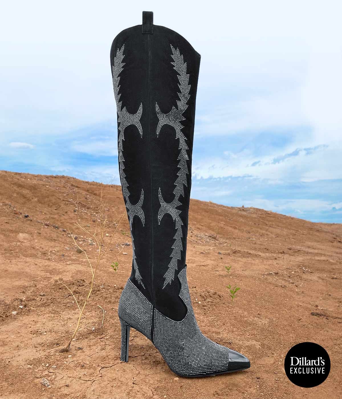 GIANNI BINI • DILLARD'S EXCLUSIVE • KatyannaTwo Over-the-Knee Rhinestone Embellished Western Dress Boot • SHOP NOW