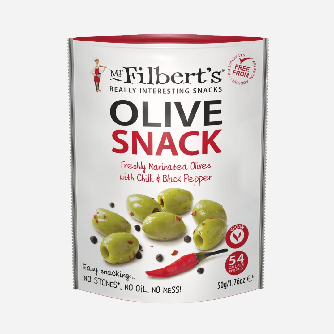 Image of 12 x Mr Filbert's Pitted Green Olives With Chilli & Black Pepper