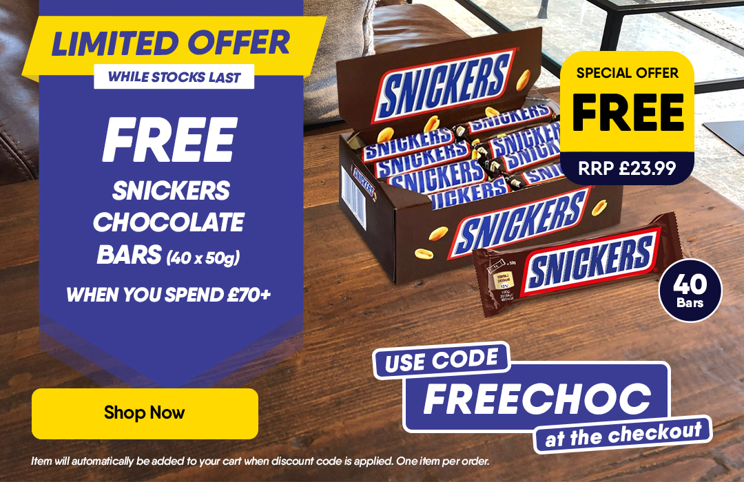 Free 40 pack Snickers when you spend £70