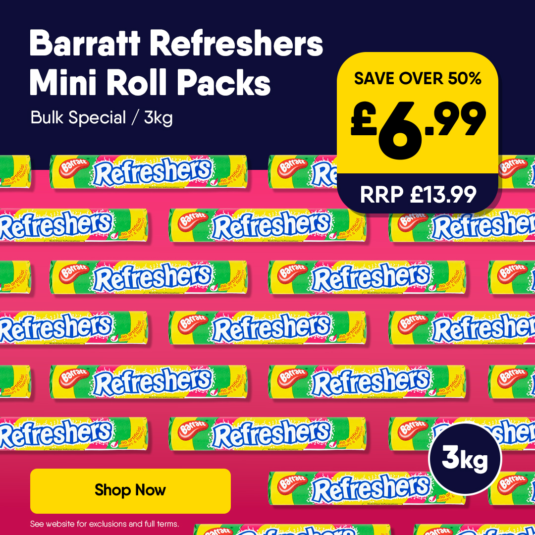 Barratt Refreshers Mini Roll Packs - 3kg